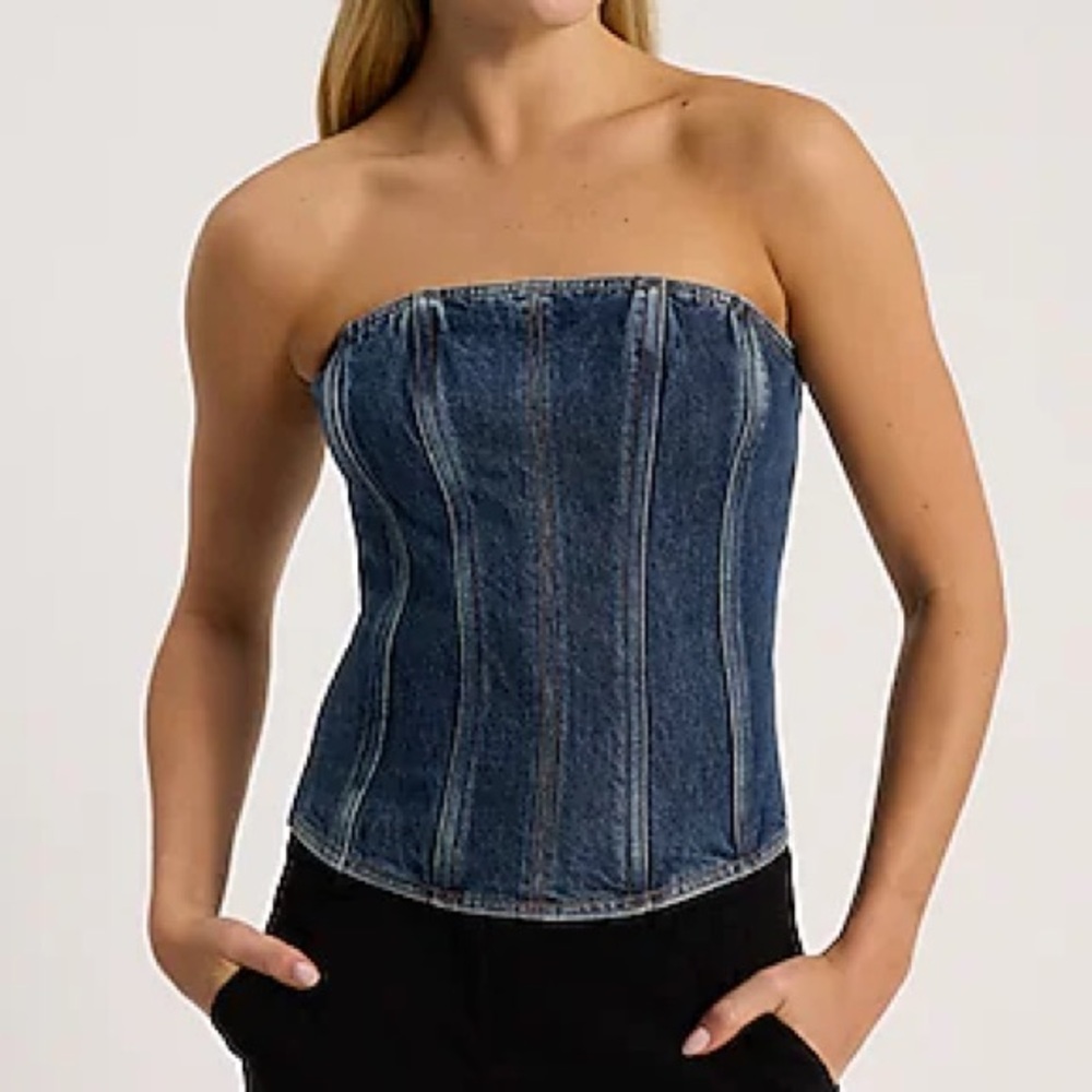 Express Denim Strapless Top